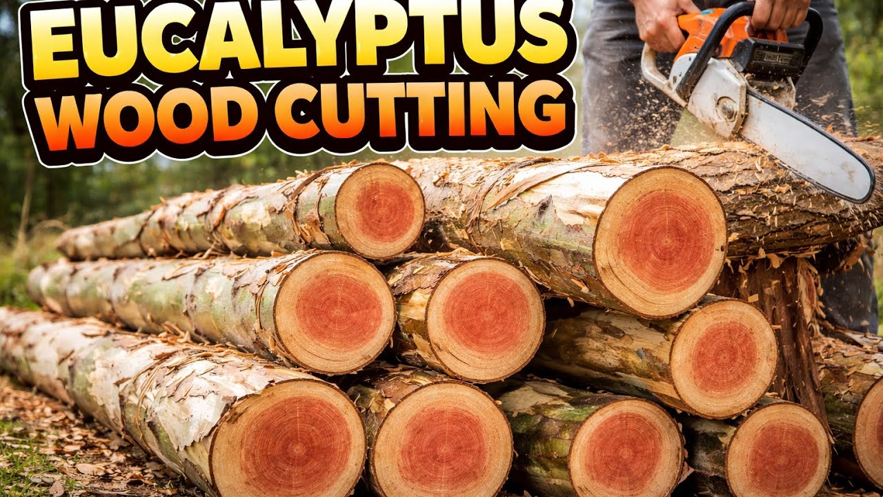 Extreme Wood Cutting | Eucalyptus Logs Turned into Pieces