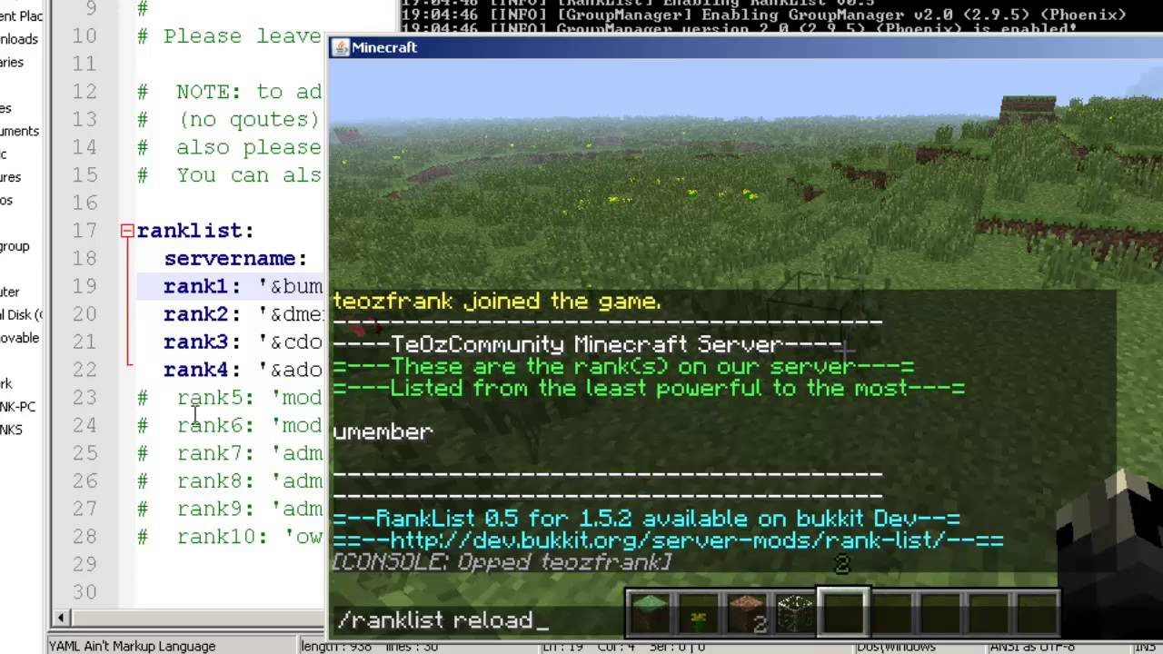 Installing and Configuring RankList V0.5+ [Craftbukkit Plugin]