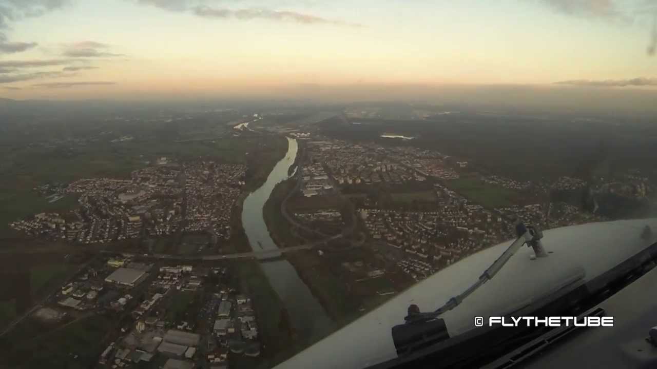 Time laps Flight from Turin to Frankfurt Airport. HD Cockpit View