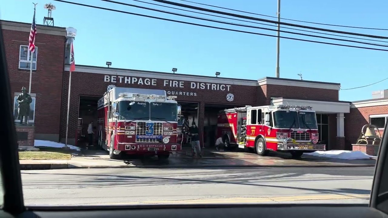 Bethpage Fire Department Engine 77 & Rescue 3 outside the station 2/28/26