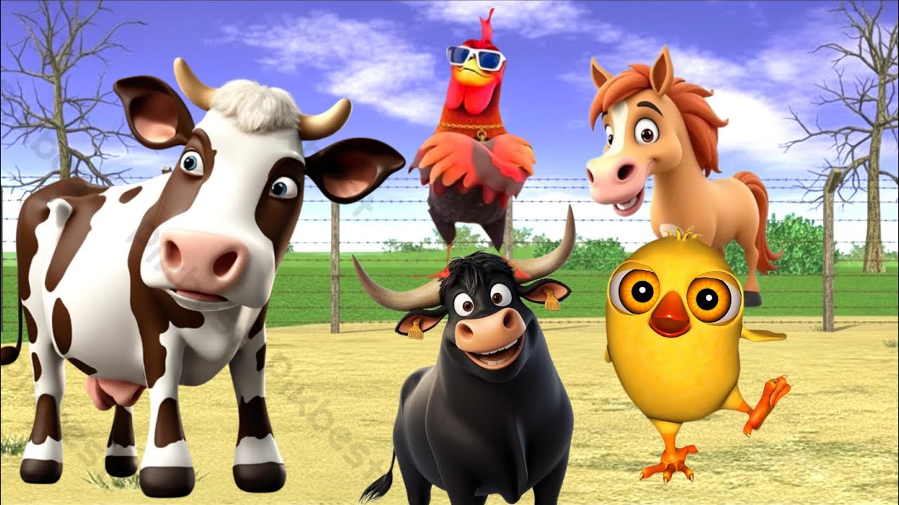 El pollito y el tractor de la granja 3D game pollito pío el Toro se congela jugando 3D