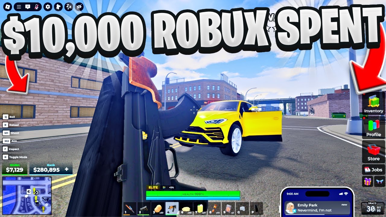 ШОПИНГ РОБУКСОВ НА 10 000 ДОЛЛАРОВ НА НОВЫЕ МАШИНЫ И ОРУЖИЕ В ROBLOX DA BLOCK