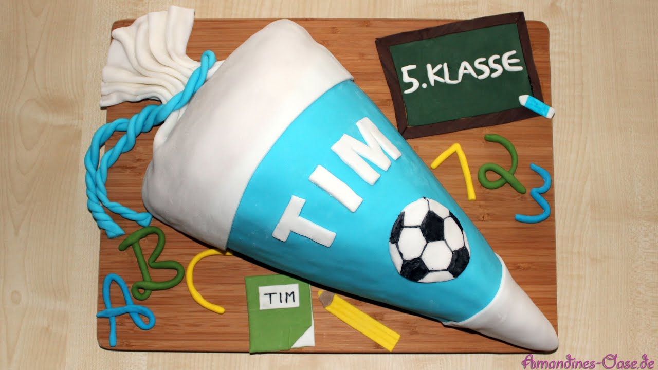 Einschulungstorte | Schultüte mit Süßigkeitenfach | Kinderschoki-Ganache | Piñata-Torte