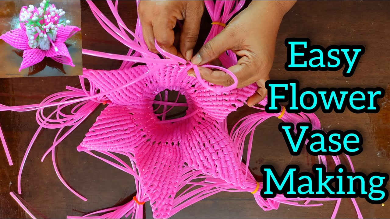 Plastic Wire Wheat Knot Flower vase | Flower Vase Making Tutorial Tamil | Anbarasi Kitchen.