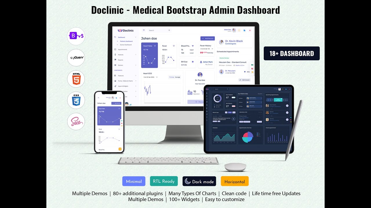 Hospital Dashboard for Medical Patients Bootstrap 5 Admin Template &ndash; Doclinic