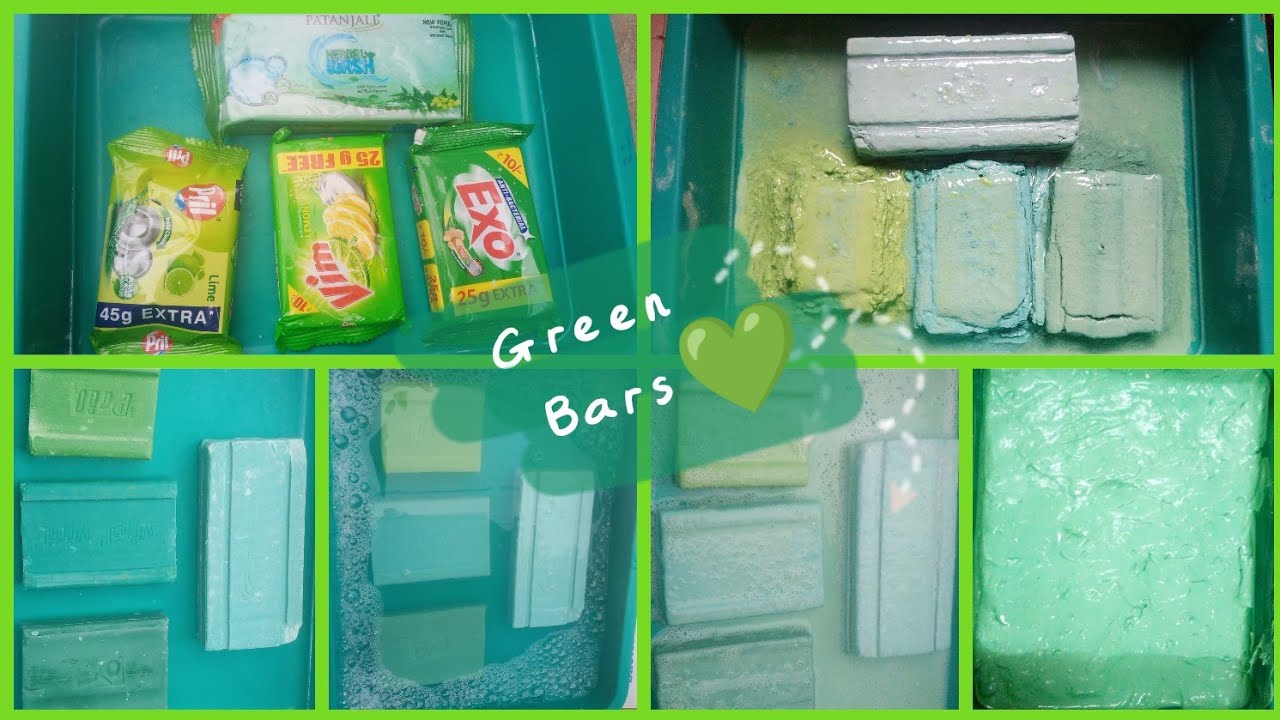 Soaked green bars💚(vim,pril,exo,patanjali) #vimbar  #asmr #satisfying