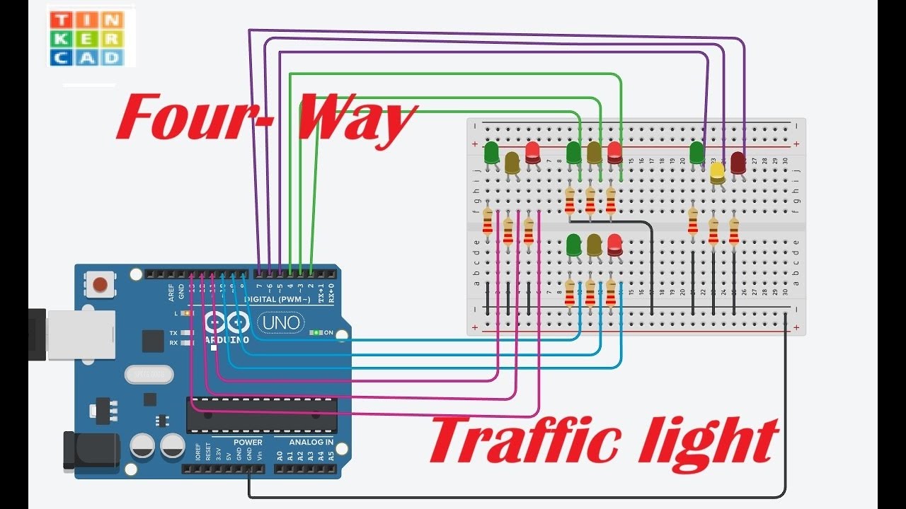 Four Way Traffic Light Using Arduino | Smart Traffic Signal Project 🚦