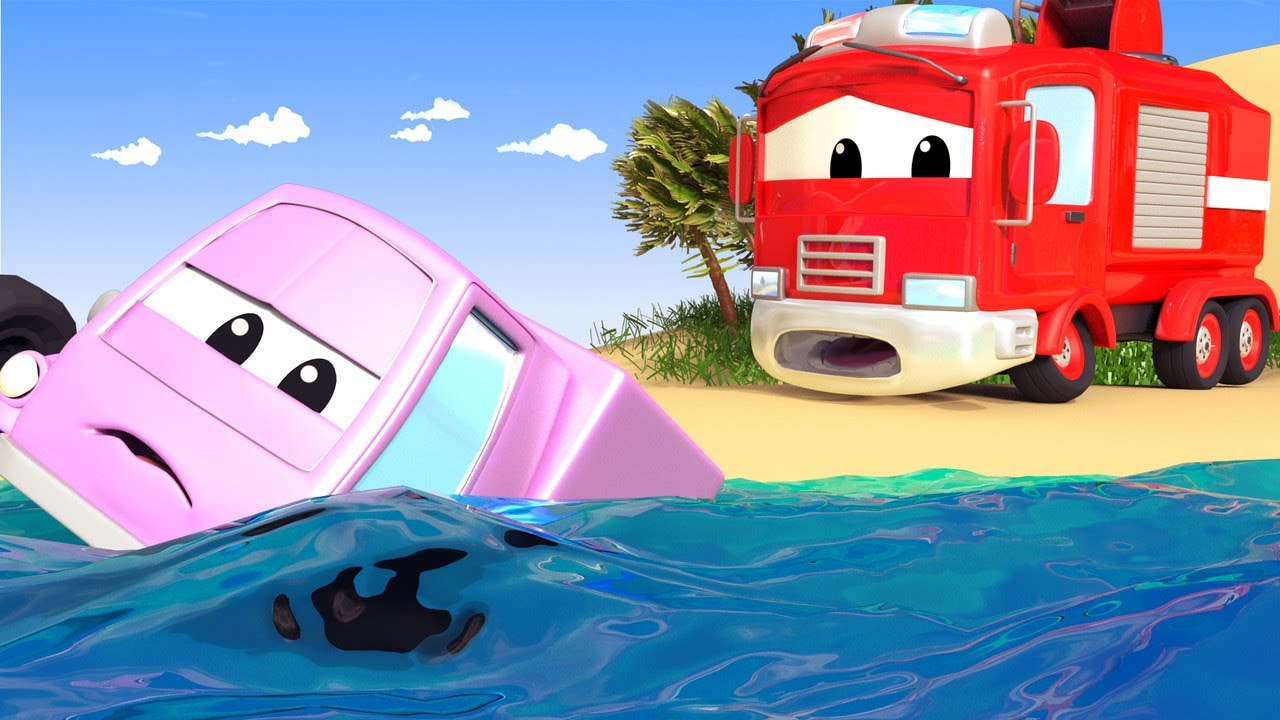Auto patrouille Nederlands 🚓  De OVERSTROOMDE Rivier  🚒 Autostad 🚓 politieauto cartoon voor kinderen