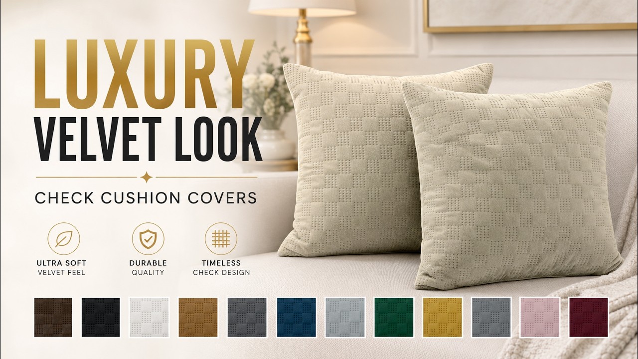 Embossed Check Velvet Cushion Covers UK | Luxury Soft Home Decor