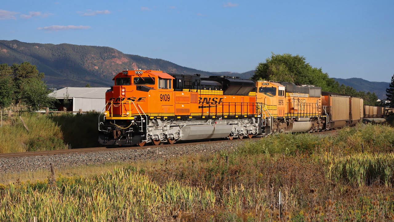 Repainted BNSF SD70ACe, UP military train and Burlington Northern SD40-2 leading freight train!