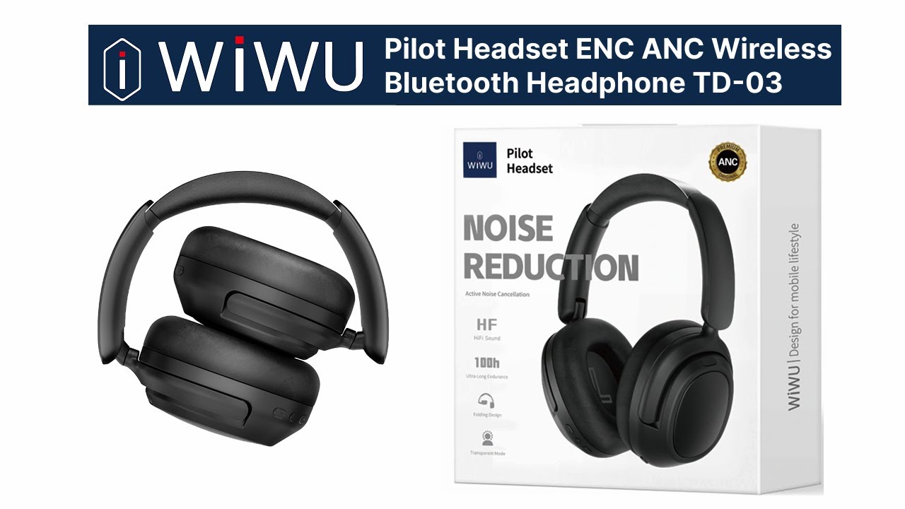 WIWU Pilot Headset ENC ANC Wireless Bluetooth Headphone TD-03 &ndash; Black | Lablaab.com