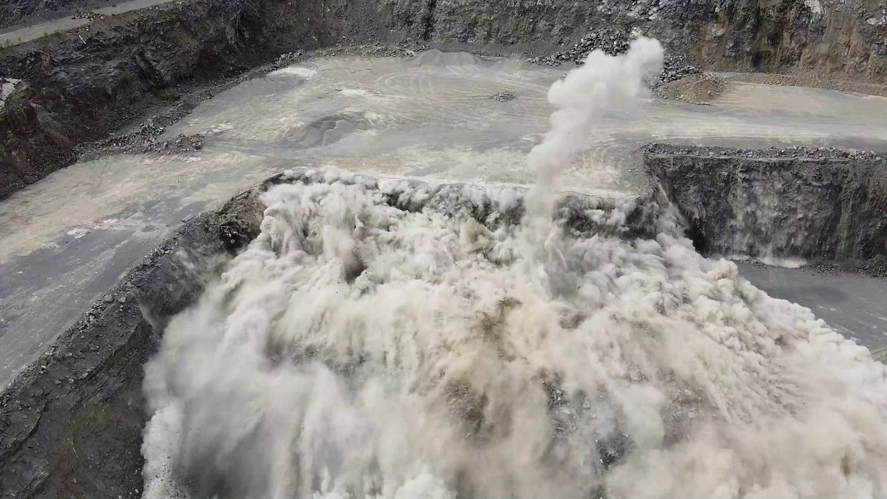 Drone video of quarry blast