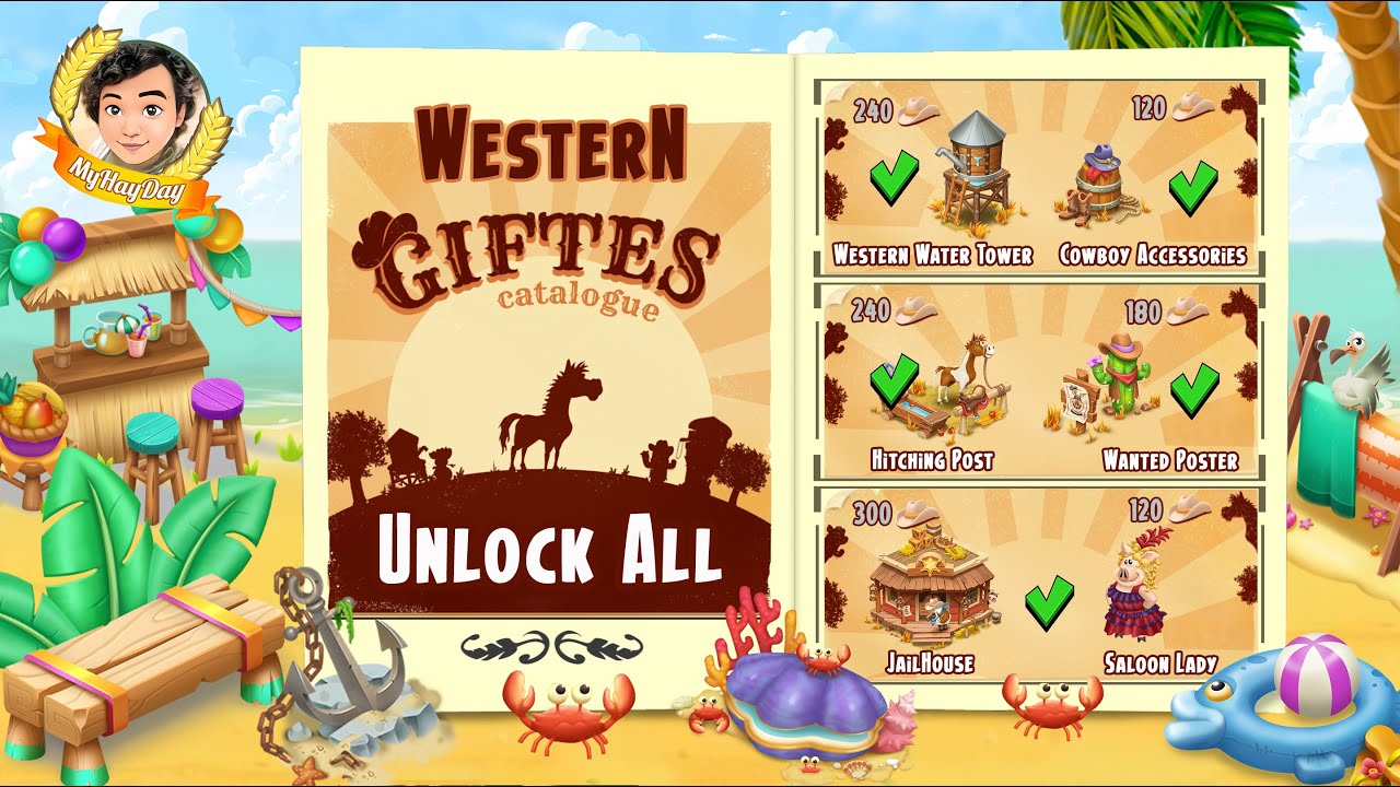 2105 Hats To Unlock All Western Giftes Catalogue #hayday #supercell