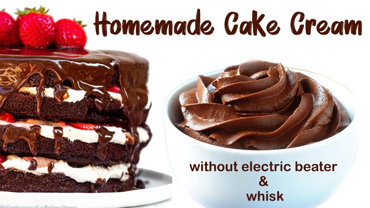 Homemade cake cream without electric beater & Whisk | How to make cake cream at home - கேக் கிரீம்
