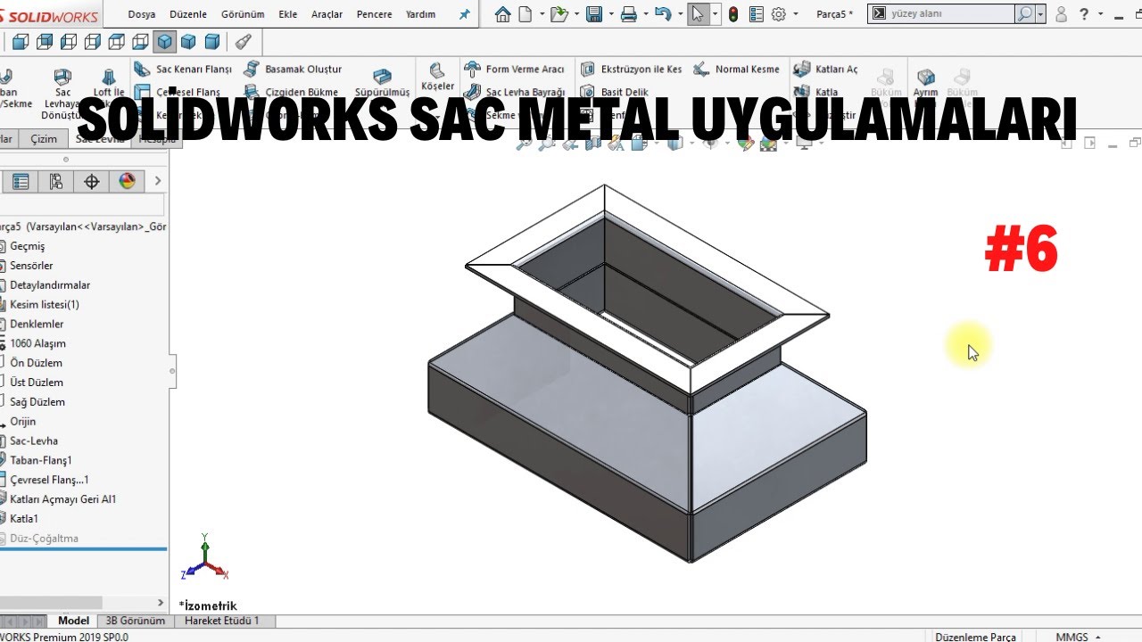 SOLİDWORKS SAC METAL(SHEET METAL) UYGULAMALARI  #6  #solidworks
