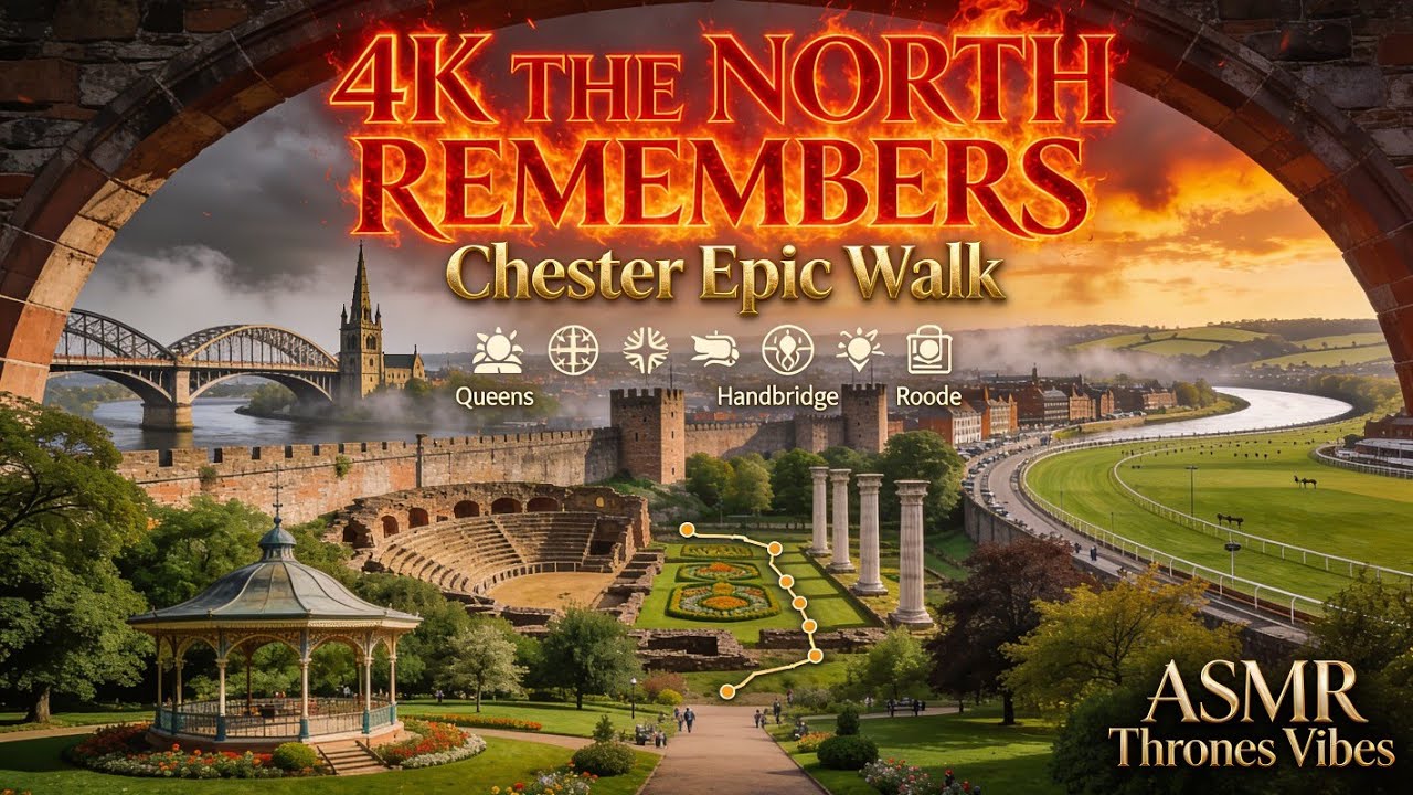 🏰 🧱 🚶‍♂️ASMR The North Remembers | Chester walk - Queen's bridge to the Racecourse along the Walls