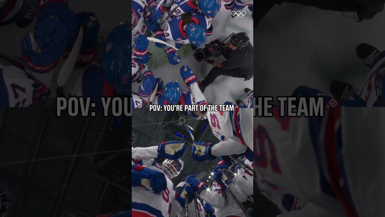 The camera operator gets us right to the heart of the Team USA women’s ice hockey squad huddle. 🏒