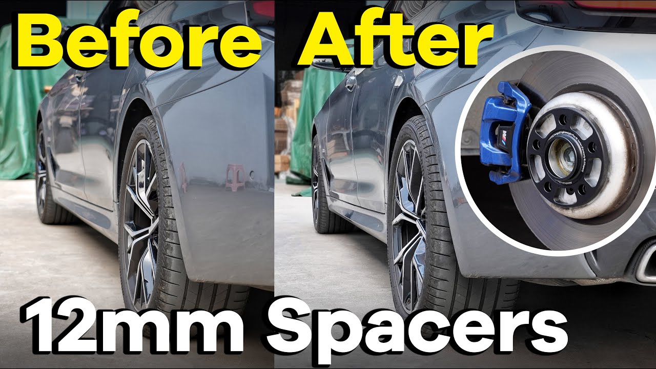 2022 BMW 530i 5x112 12mm Wheel Spacers Before and After | BONOSS BMW 5 Series Accessories