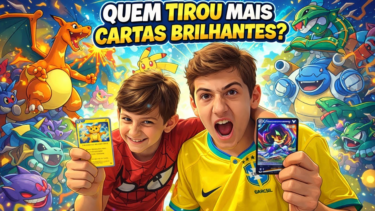 Abrimos uma booster box de Pokémon - Quem tirou mais cartas brilhantes?!