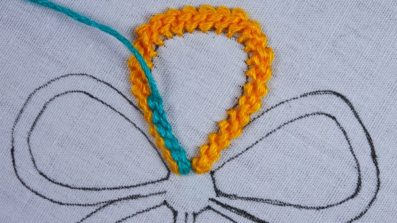 hand embroidery new double braid stitch elegant flower design needle work with 6 layer thread