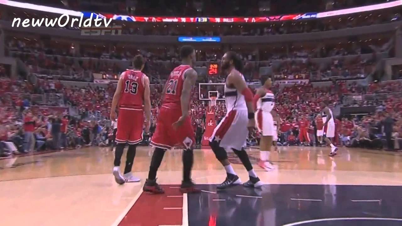 NENE / JIMMY BUTLER FIGHT (CHICAGO BULLS / WASHINGTON WIZARDS) #PLAYOFFS