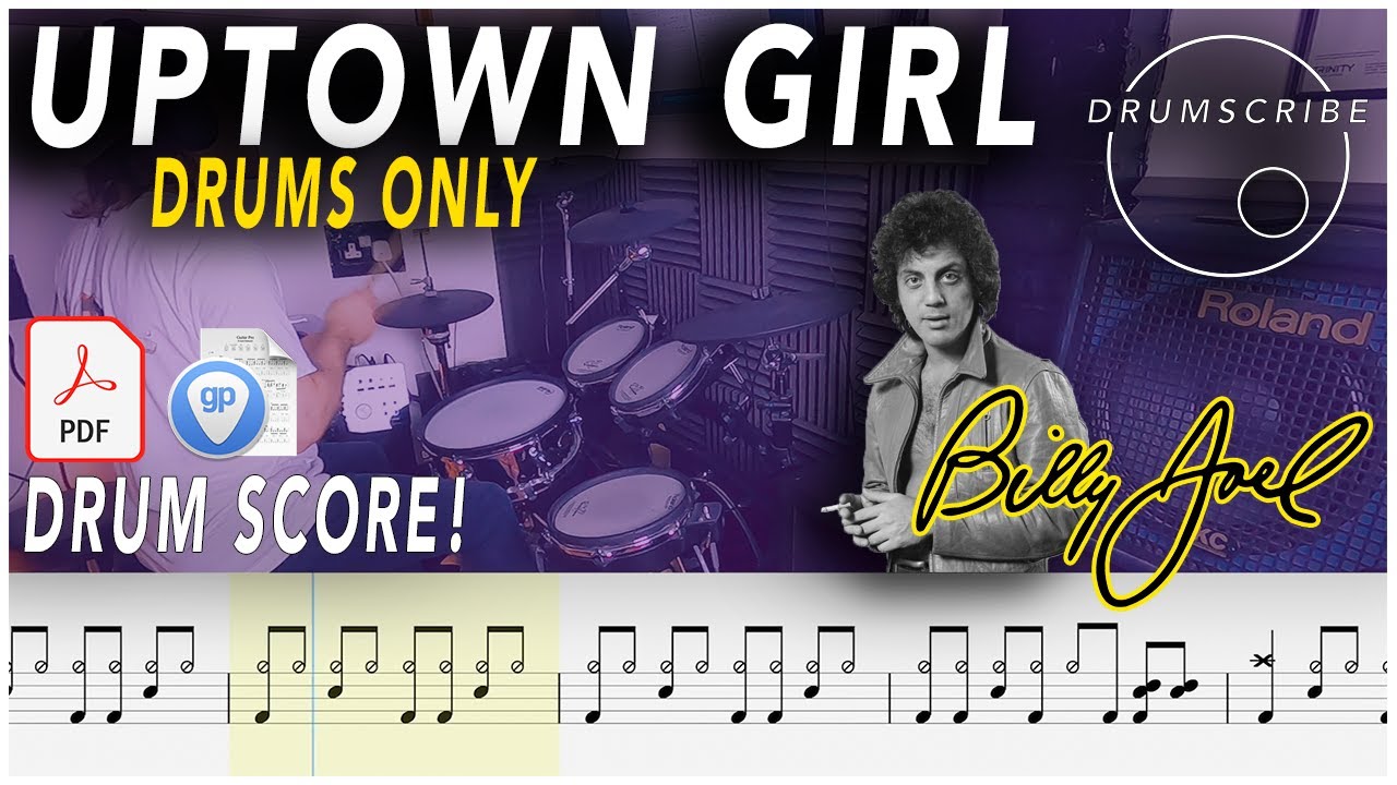 Uptown Girl (DRUMS ONLY) - Billy Joel | DRUM SCORE Sheet Music | #137 DRUMSCRIBE