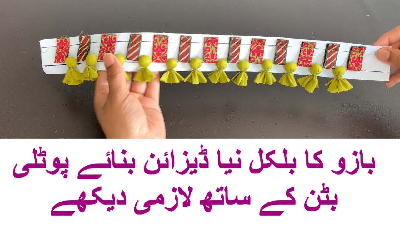 Creative and trendy sleeves design with potli buttons