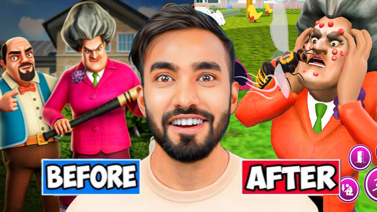 TECHNO GAMERZ SCARY TEACHER PART 2 - FUNNY AND SCARED MOMENTS