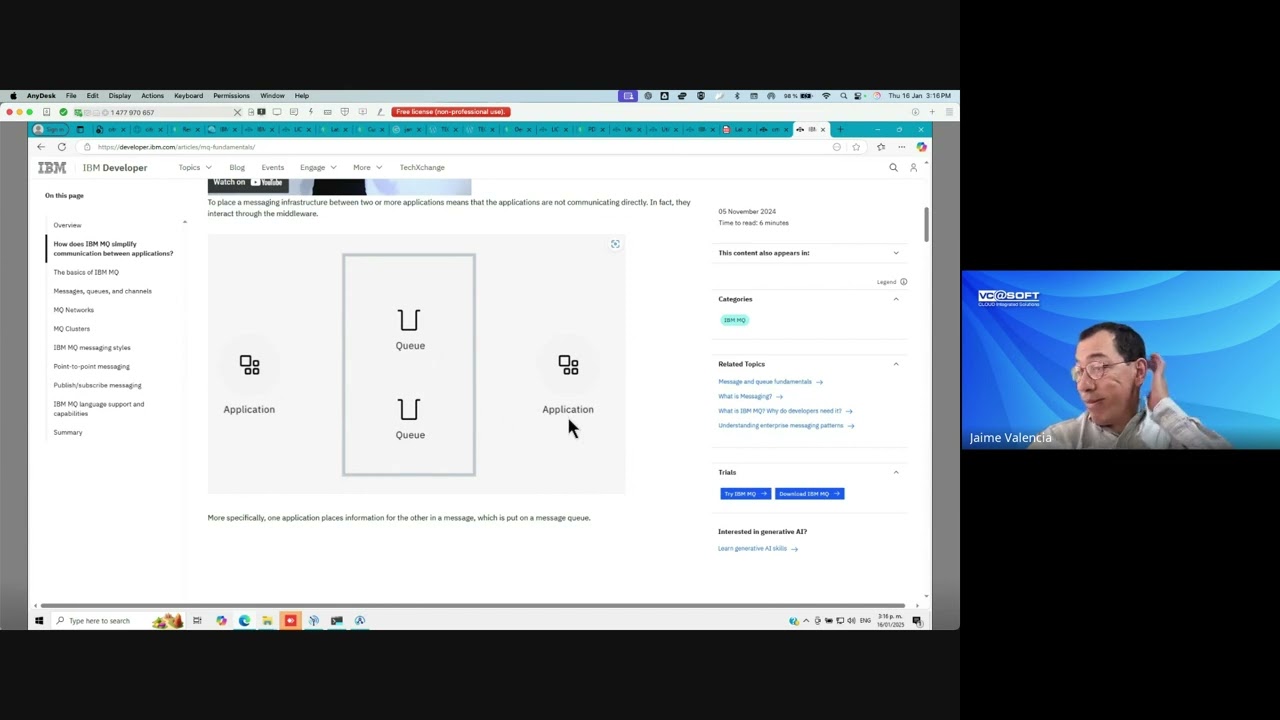 Desarrollo de APIs basado en colas con IBM MQ y Rabbit MQ para el COE de VCSOFT - Enero 2025