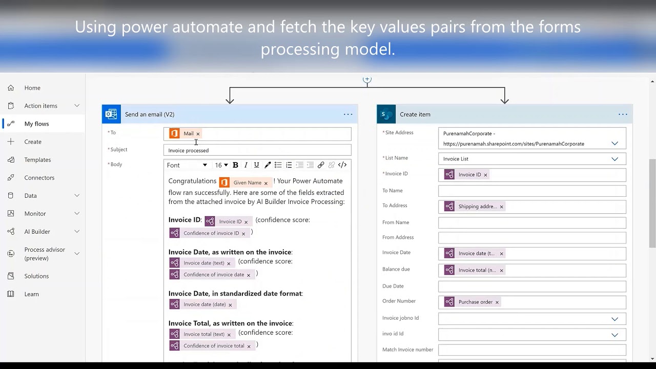 Microsoft Power Automate + AI Builder- Automate data entry from scanned documents using AI builder.