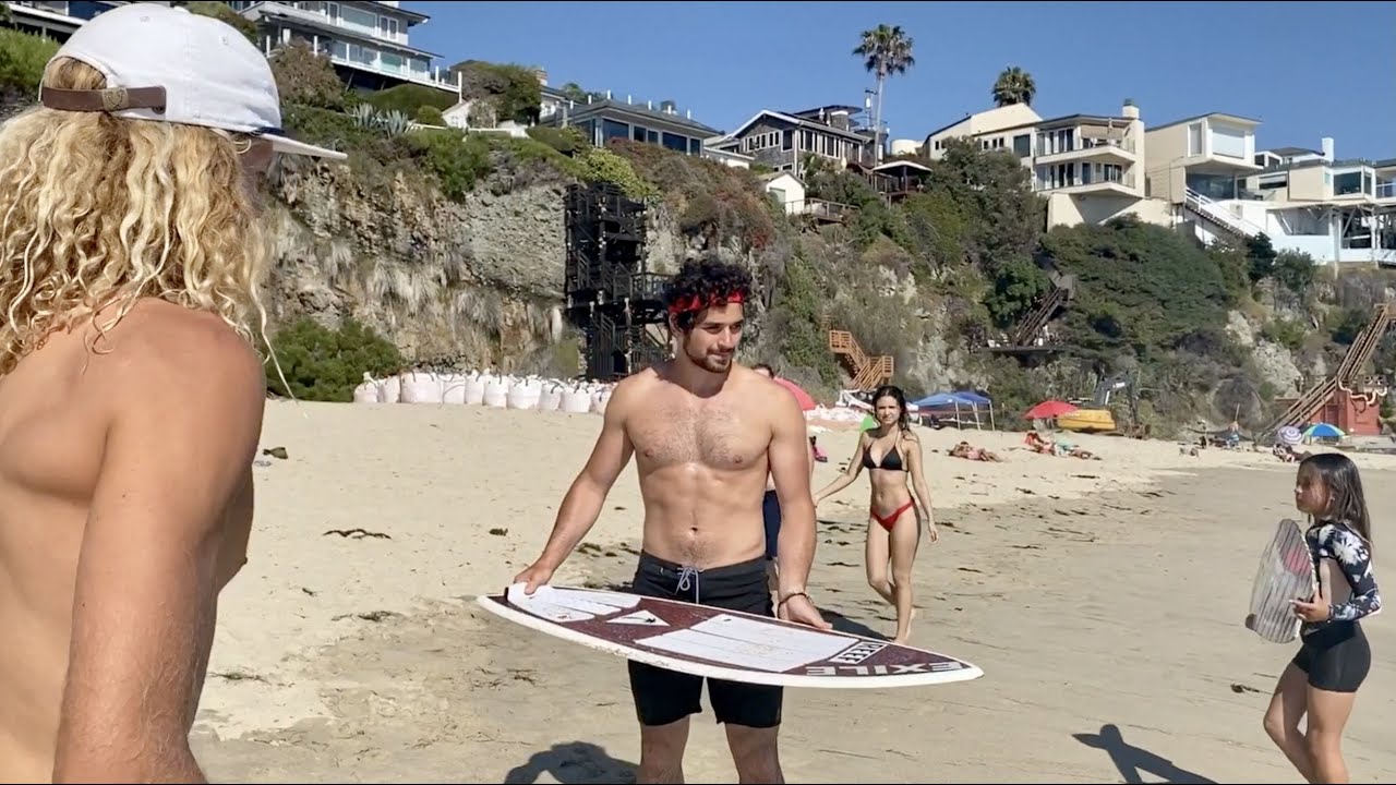 Professional Dancer, Alan Bersten, Tries Skimboarding for The First Time!