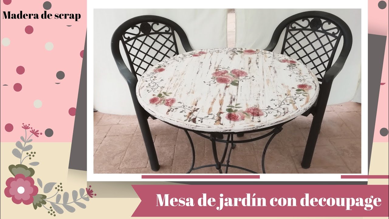 Mesa de jardín con decoupage