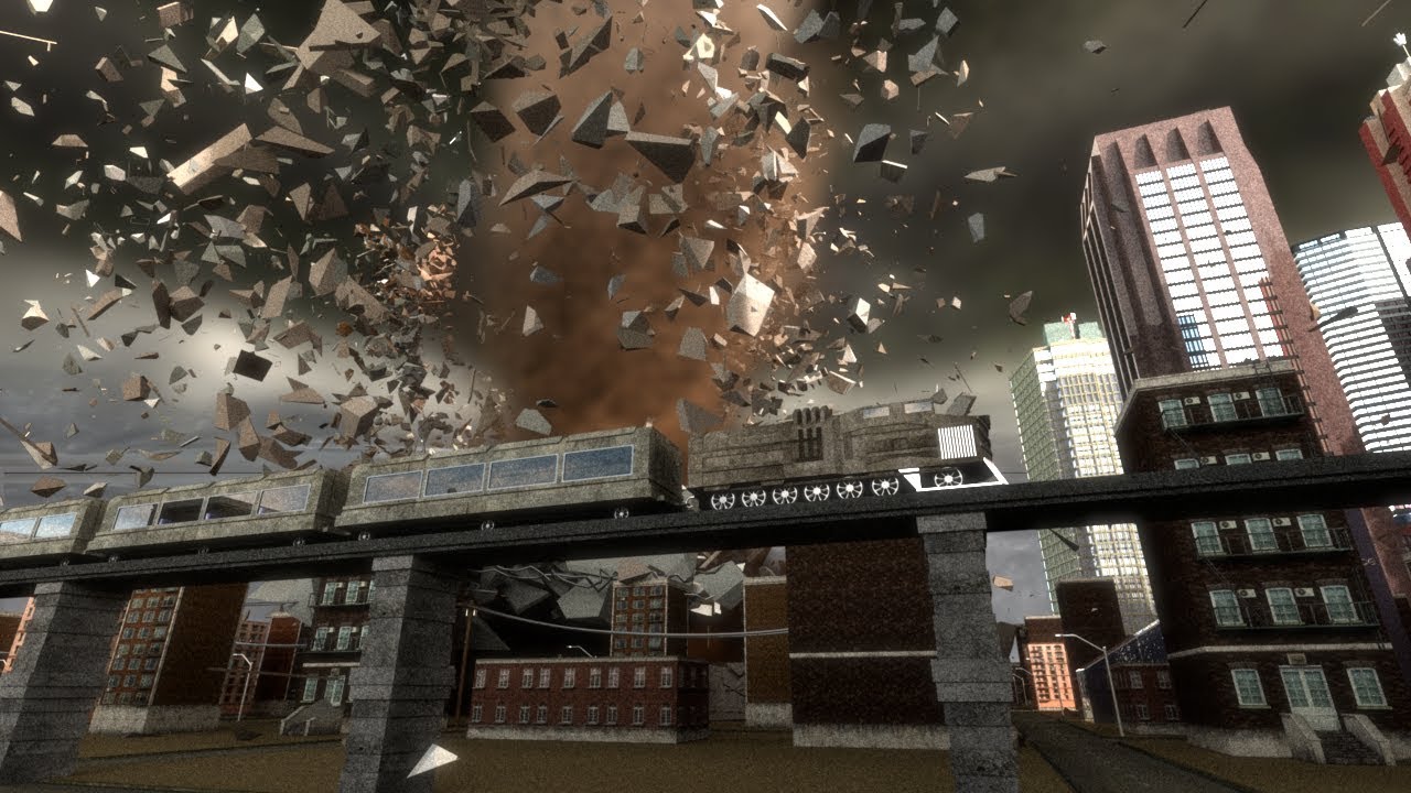 Tornado Destruction - 360 VR 2 - Train POV