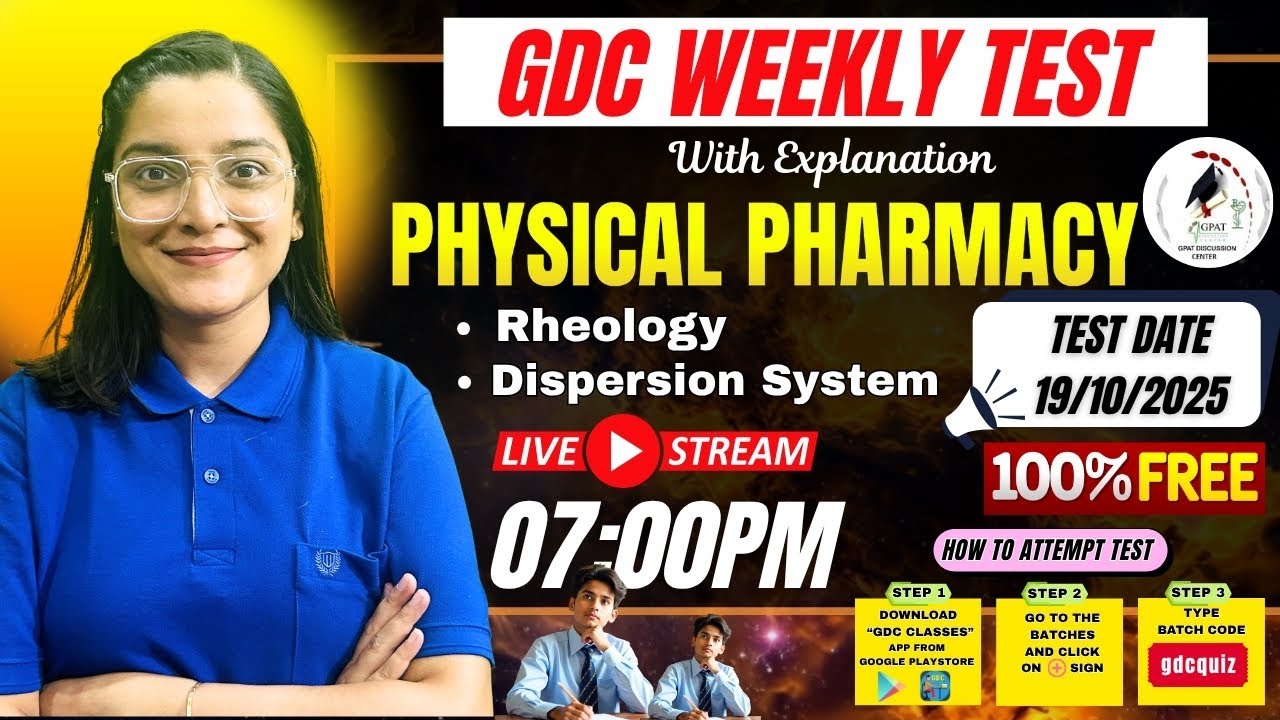 GDC Weekly Test | Physical Pharmacy: Rheology & Dispersion System | Weekly test Explanation #gdc
