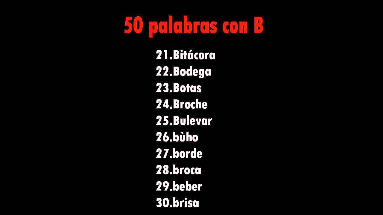 50 palabras con B al principio