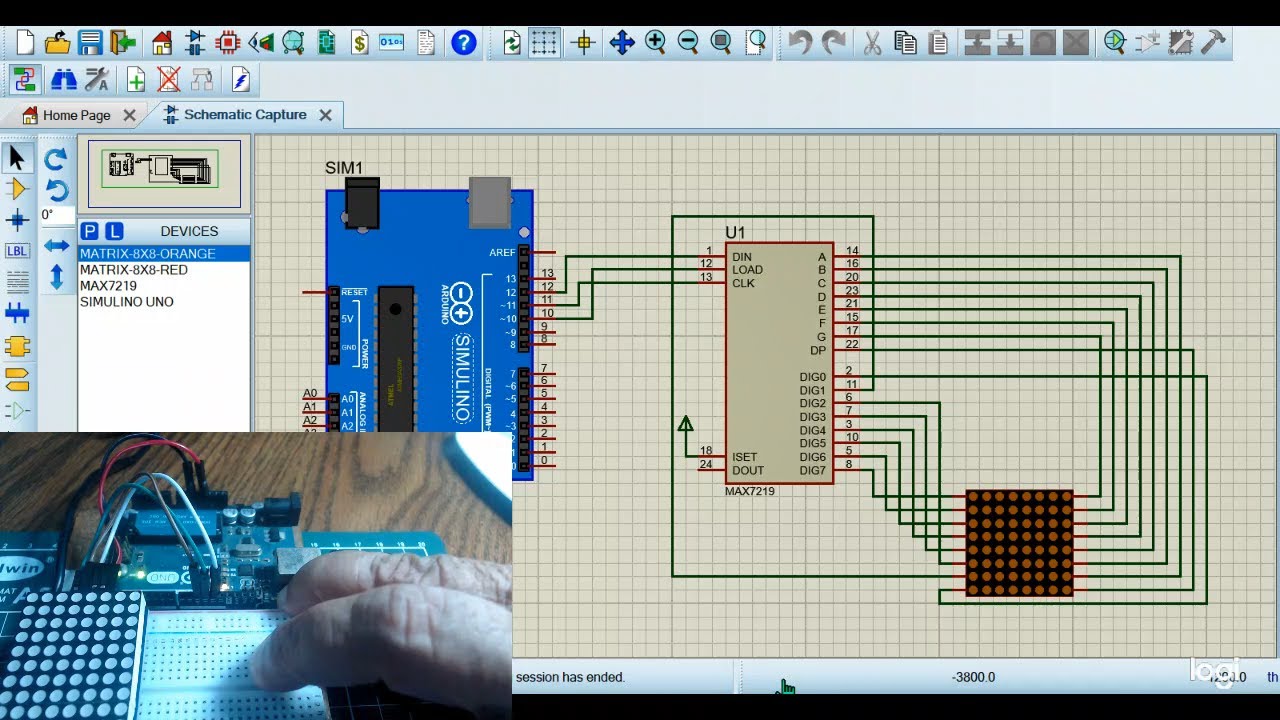 Simulación de matriz de led con max7219 en proteus