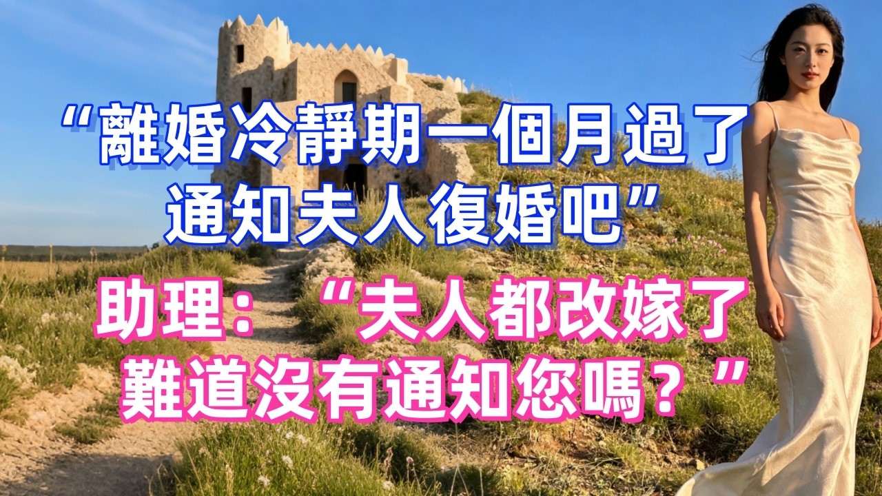 “離婚冷靜期一個月過了，通知夫人復婚吧”，助理：“夫人都改嫁了，難道沒有通知您嗎？”