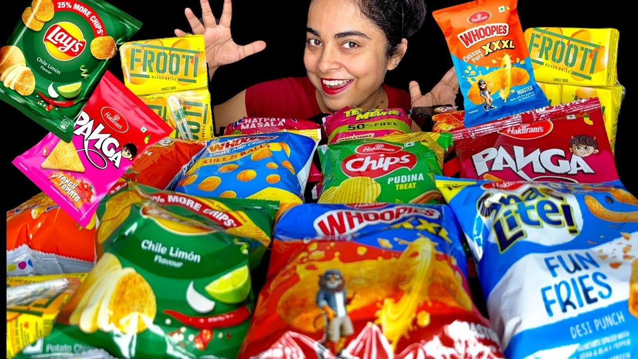 ASMR Chips Party | Crunchy Sounds + Mango Frooti | Eating Show