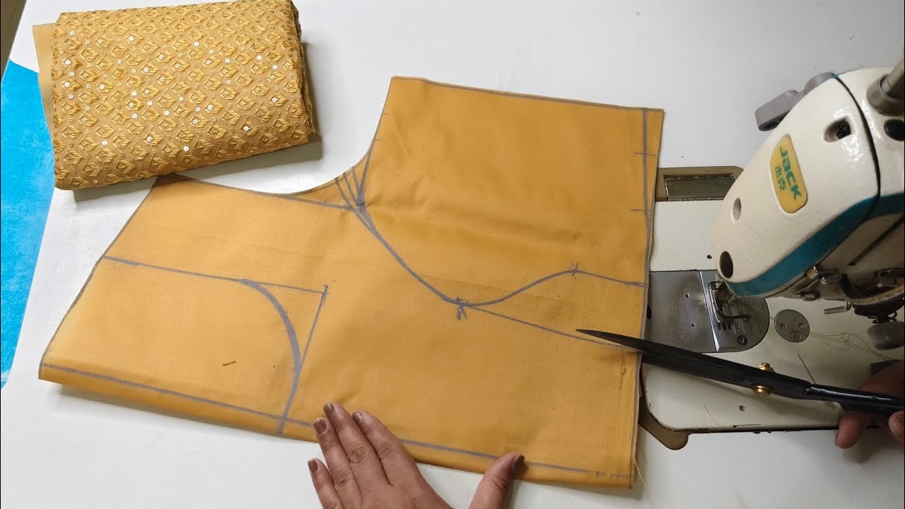 Front Open Boat Neck Princess Cut Blouse Cutting easy cutting method