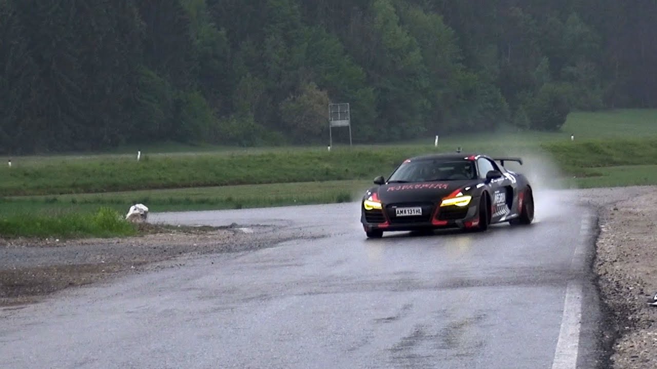 Crazy TWIN TURBO Audi R8 - Drifts, Revs & Acceleration Sound