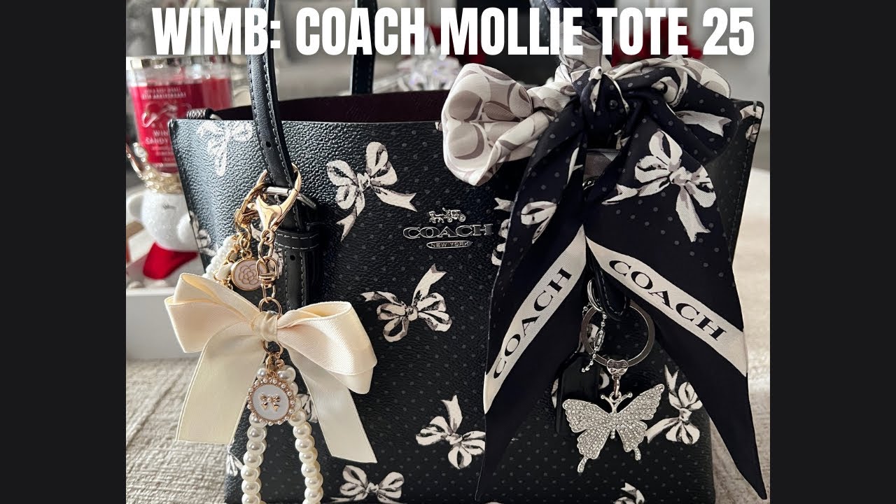 Coach Mollie Tote 25 in the Bow Print 🎀🖤🩶