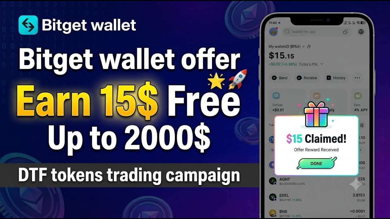 Bitget Wallet New Offer 2026 | Earn 15$ Free Up to 2000$ | DTF Tokens Trading Campaign
