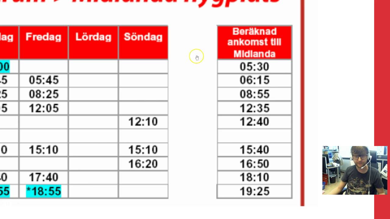 Tidtabell