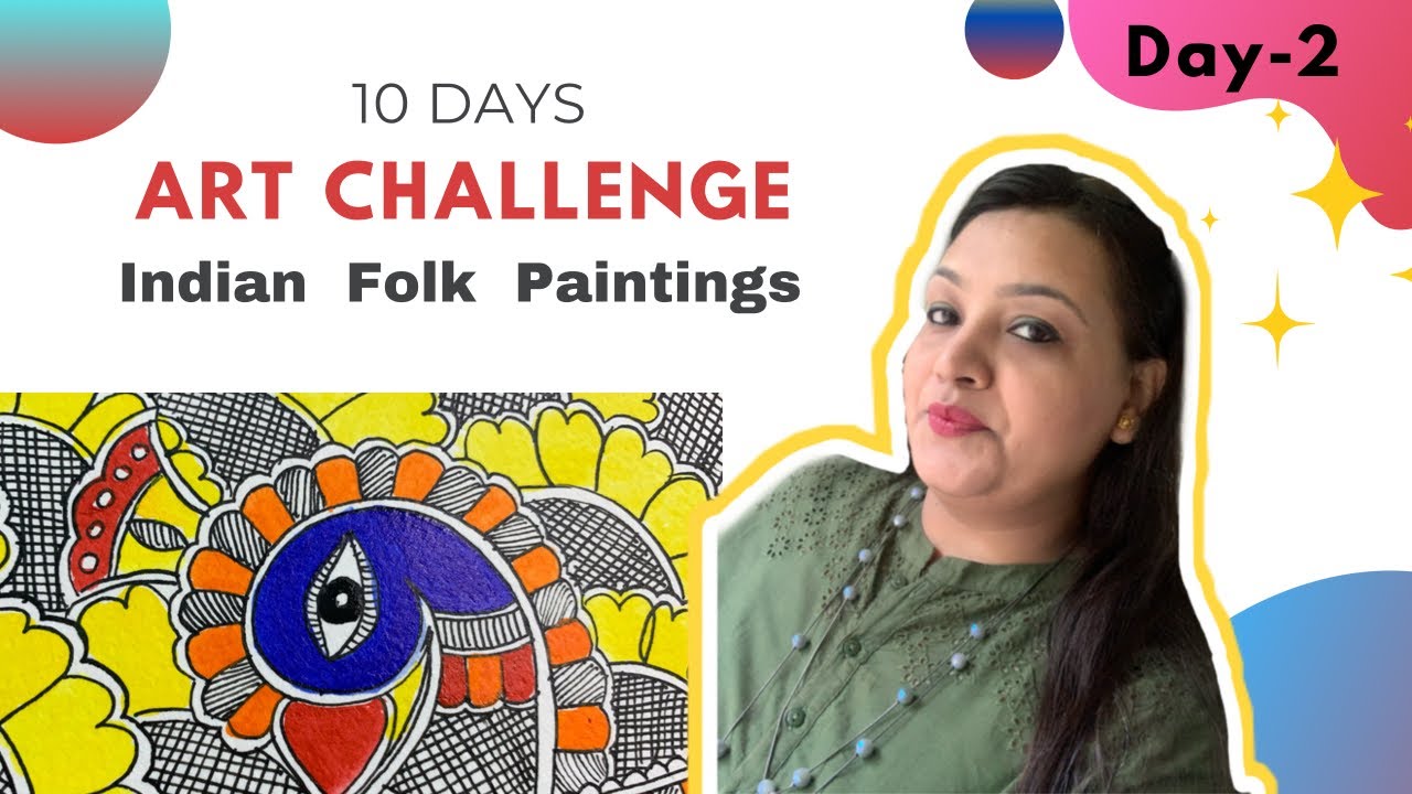 Art Challenge | Indian folk paintings for 10 Days| Madhubani Painting | Easy Peacock Mithila art