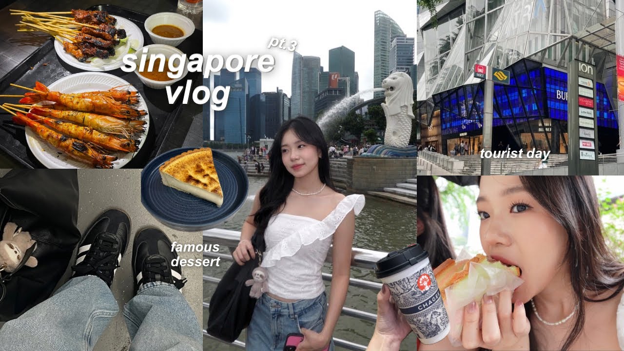 SINGAPORE VLOG 🌸| becoming tourist for a day, orchard rd, merlion, famous foods