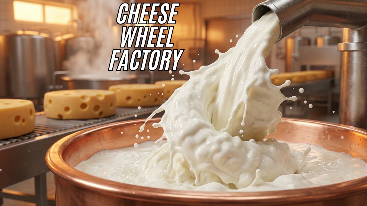 Swiss Emmental Cheese Manufacturing Process: Raw Milk to 80kg Wheel [Factory ASMR] #asmr