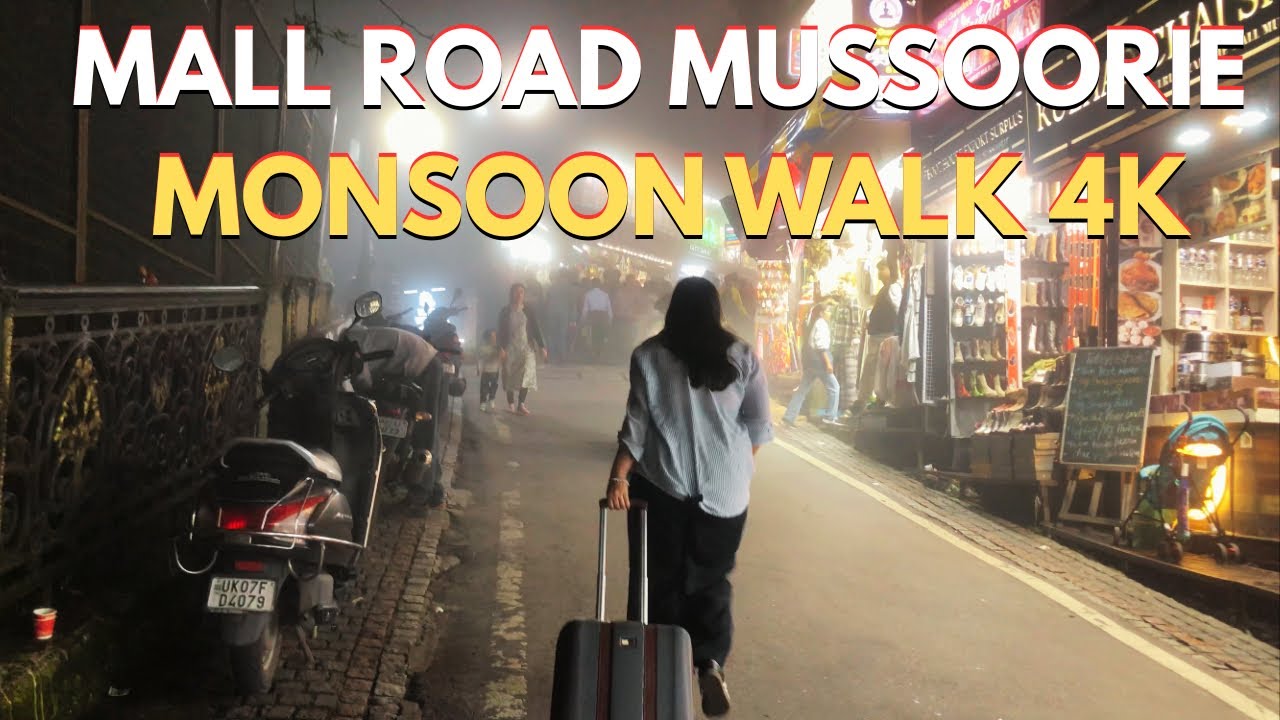 Mall Road Mussoorie: 4K Monsoon Night Walk 🌧️ | Walking Alone in Heavy Fog (ASMR)⁠