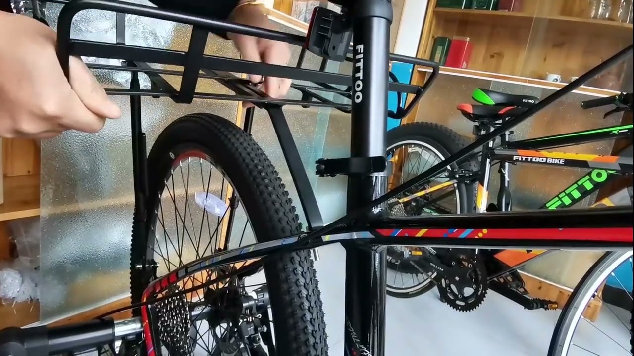 How to mount the FITTOO 2-in-1 bike rack onto your bike rear up-fork as Rear Rack.