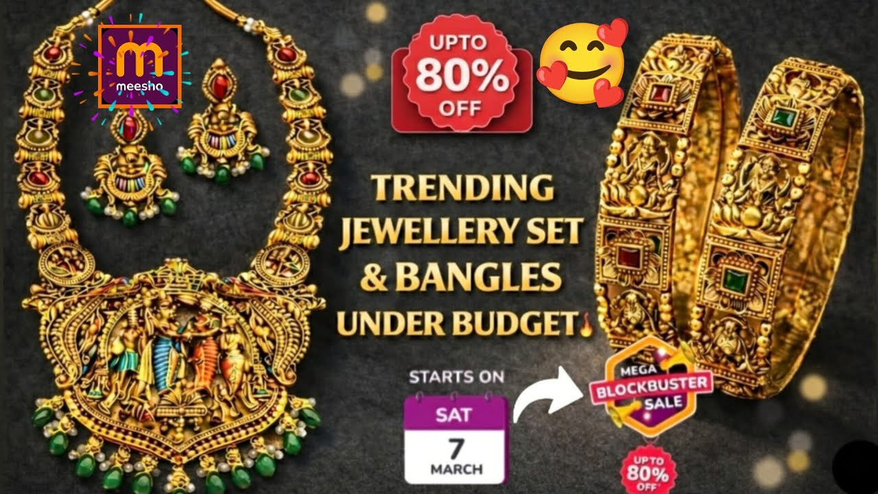 🤩Meesho Lakshmi Temple Design Bangle & Ram Parivar long Necklace Set 👌|| Dear Devi 