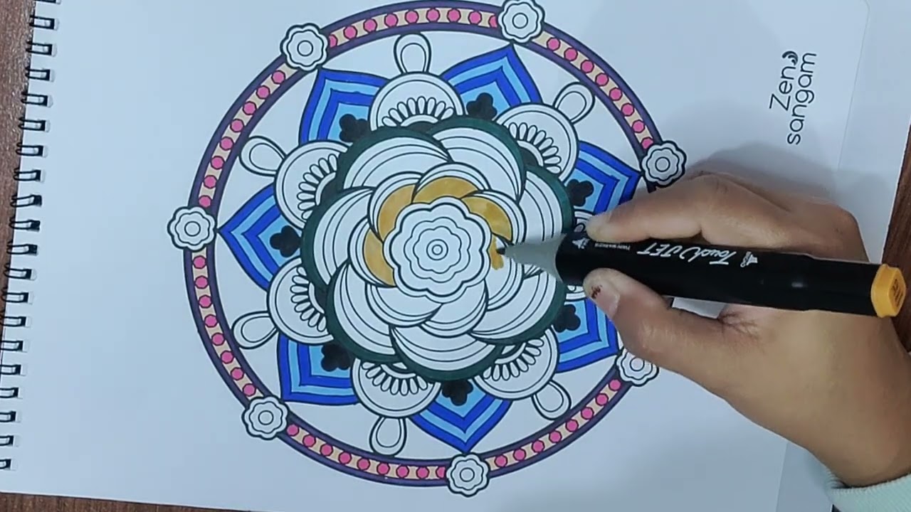 Satisfying Mandala colouring 😄 relaxing #meditativemandalaart #mandalaart #mandala #mandaladrawing 
